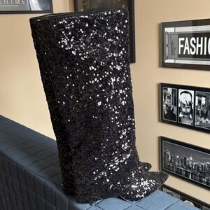 Black Sequin Women's Boots Size 9 NWT
